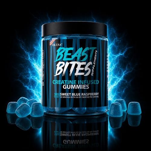Beast Bites Creatina en Gomitas 1 Frasco 350g Sweet Blue Raspberry